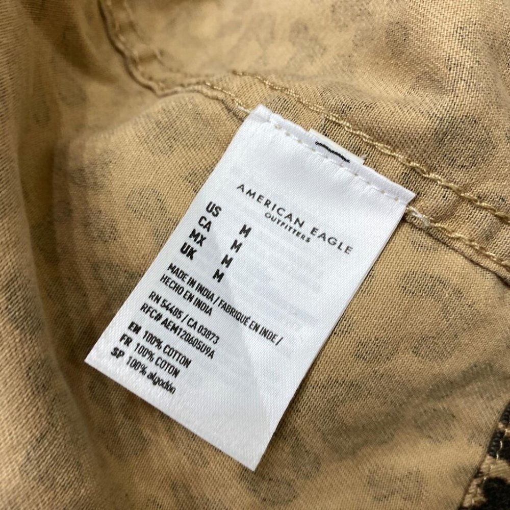 American Eagle Button Up Front Tan Leopard Print … - image 6